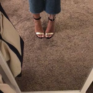 Steve Madden black heels with gold metallic strap